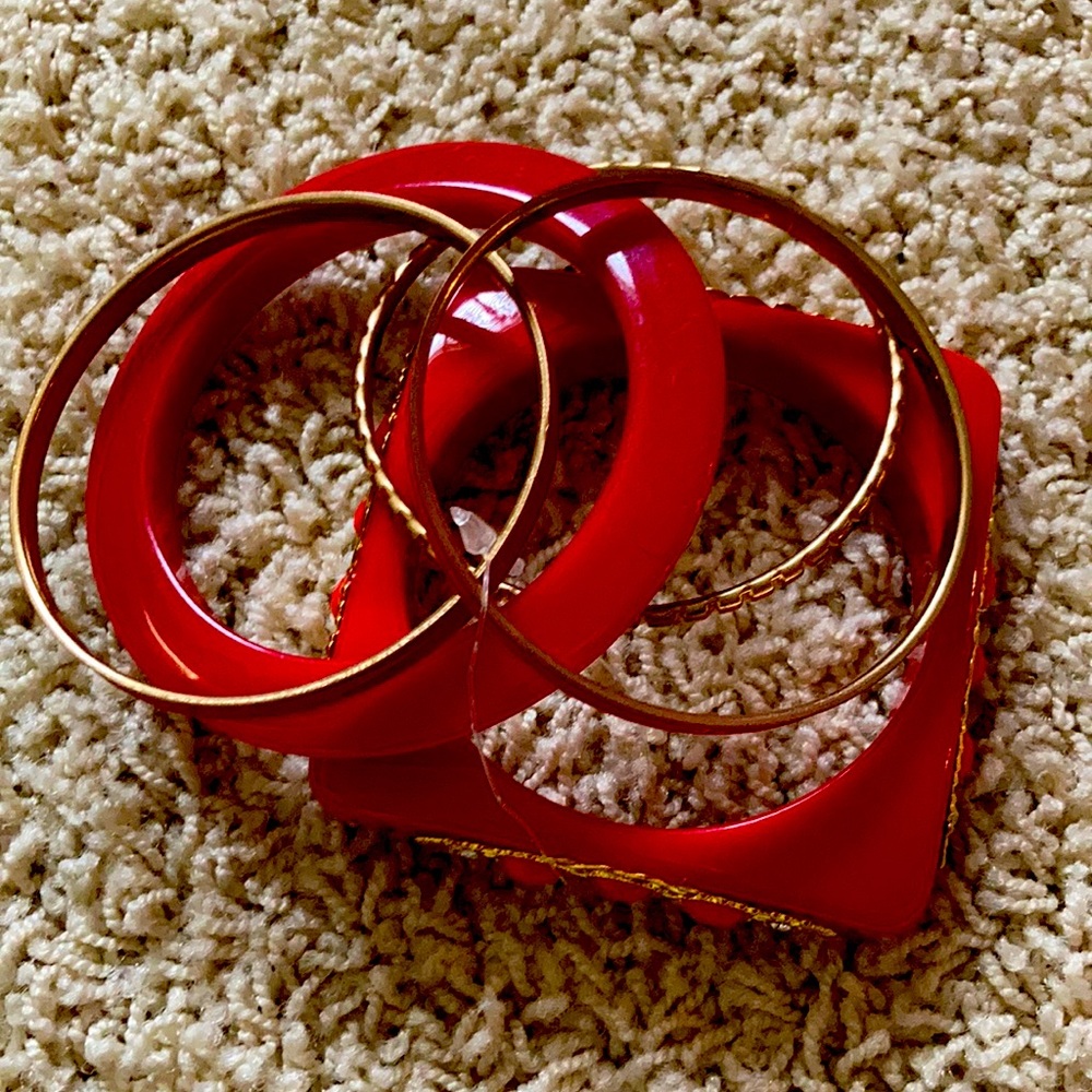 Red set of bracelets.